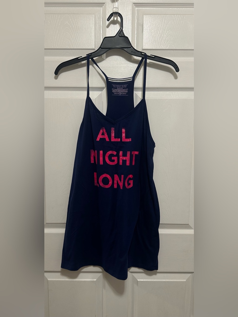 Victoria's Secret All Night Long Sleepshirt Night Gown Dress Navy Pink Large L